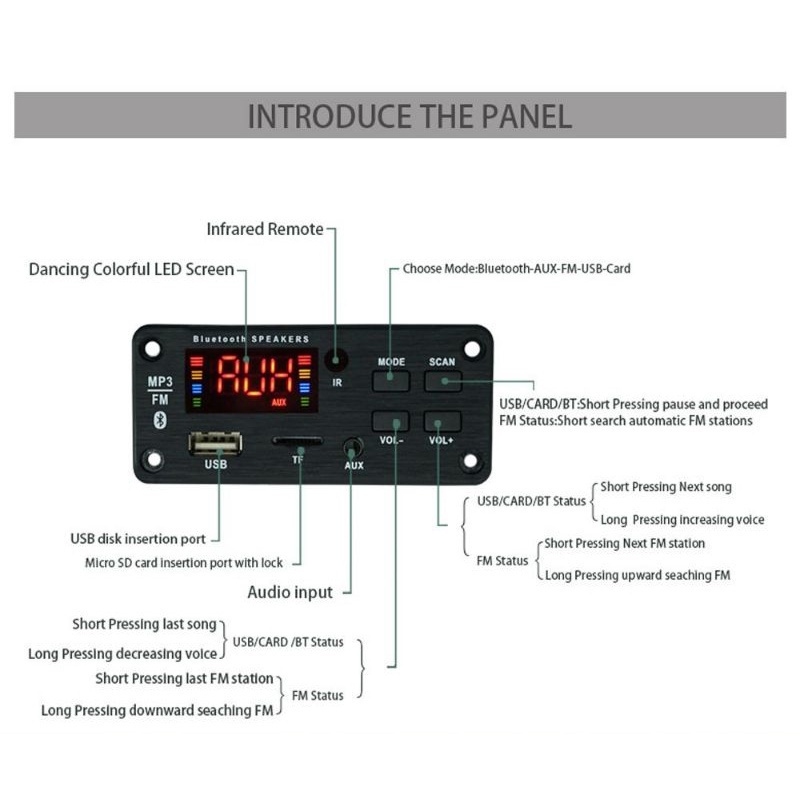 (OML) MP3 modul bluetooth 12V dilengkapi amplifier 2x25watt