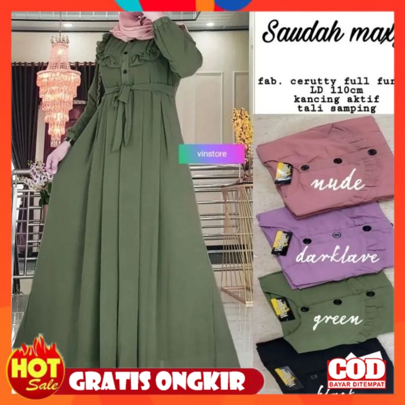 KAIN ADEM HALUS TEBAL / gratis ongkir gamis saudah maxi terbaru  gamis wanita muslimah viral