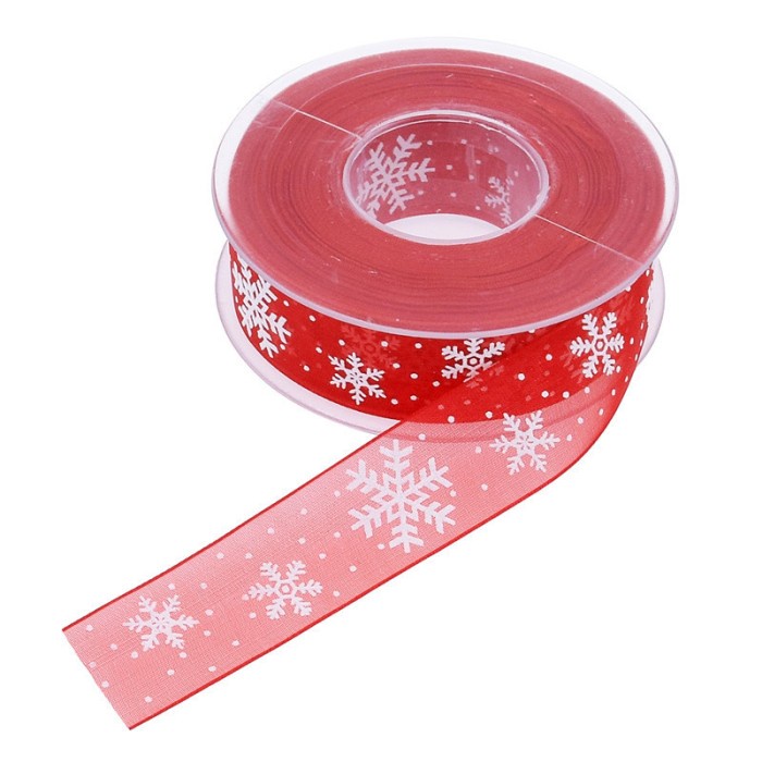 

10Meter/Roll Pita Xmas natal /Pita Snowflake merah oktransparan 2,5cm - Putih 2,5cm