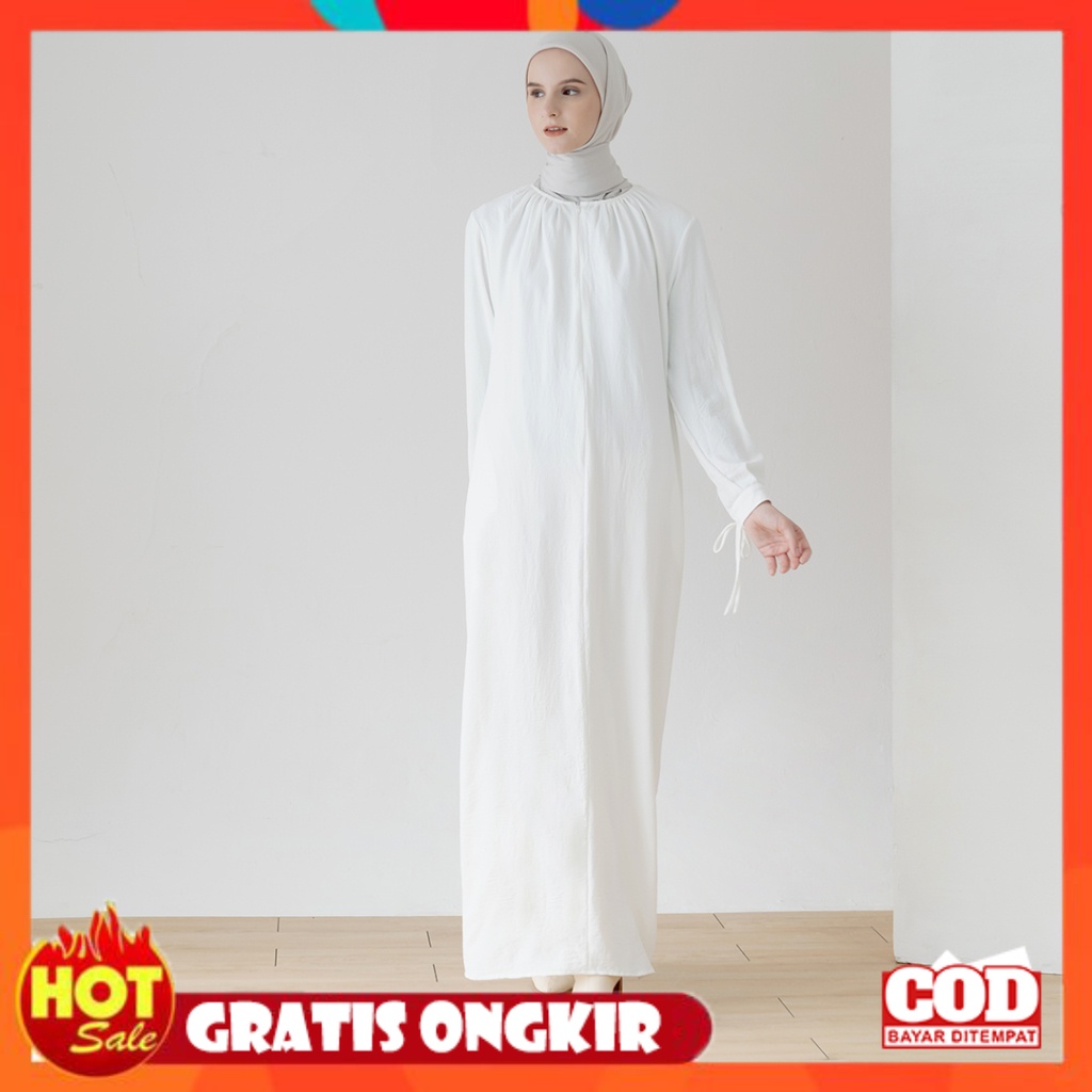 KAIN ADEM HALUS TEBAL / Khansa by Aska Label - Dress wanita polos gamis basic wanita bahan crinkle a