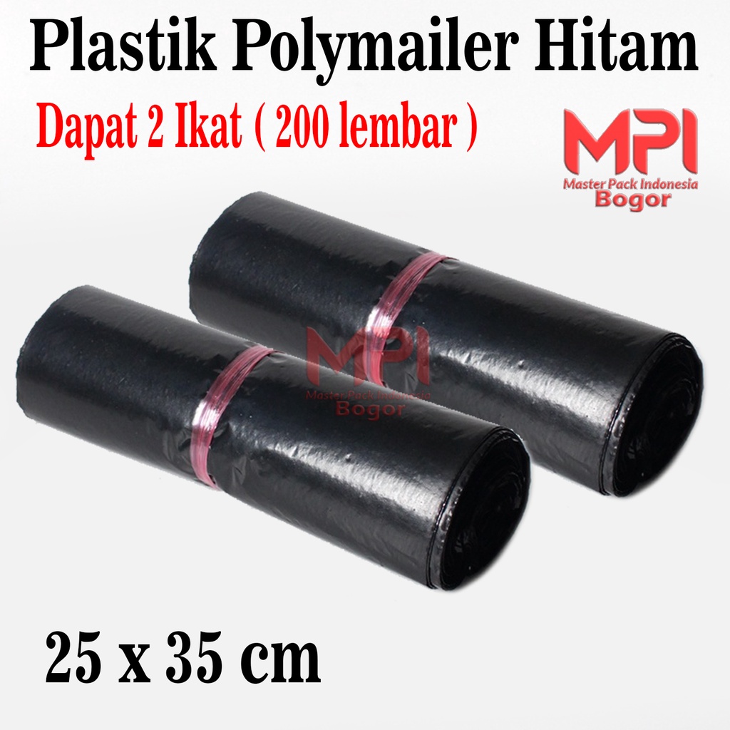 

2 IKAT [ 200 LEMBAR ] Plastik Polymailer Hitam 25 x 35 cm - packaging Kantong Amplop - Master Pack Indonesia Bogor
