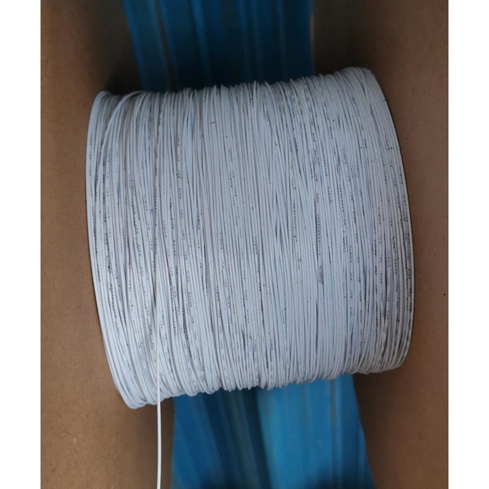 1meter Kabel kecil serabut 30AWG 10helai tembaga putih tined 0.6mm - Putih -OLL