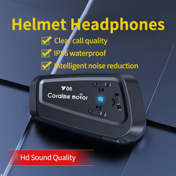 Coralme Y06 Helmet Wireless Headset Bluetooth Speaker Helm Motor Y 06 y06 y-06  HEADSET BLUETOOTH Intercom HELM Motor Y06 Helmet Wireless Earphone Waterproof Hd Voice