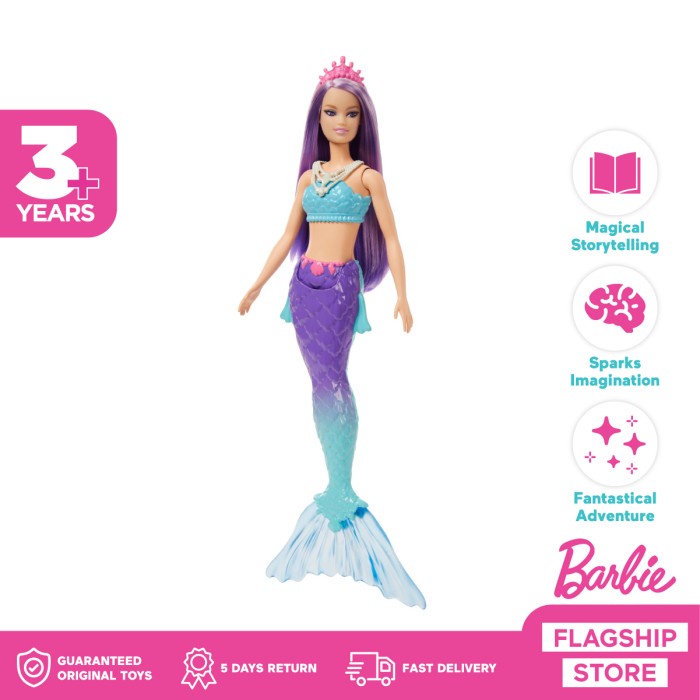 Jh785 Barbie Dreamtopia Mermaid Blonde Doll With Purple Hair