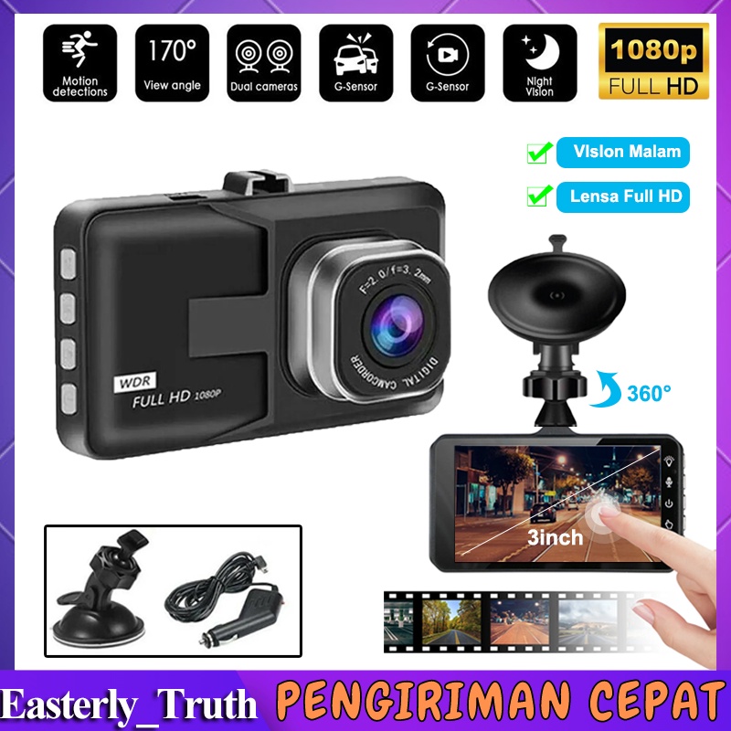 (Stok Siap) 3Inch Screen G-sensor Dash Cam Front 4K 1080P CAR DVR Video Recorder Auto Night Vision HD Loop Dashcam Night VIslon