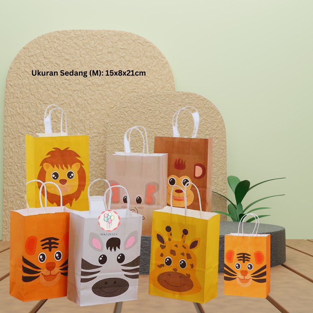 

Paper Bag Motif Animal / Goodie Bag / Gift Bag / Tas Kado Ulang Tahun
