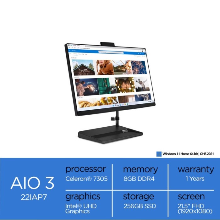 Lenovo Ideacentre AIO 3 22IAP7-1FID/CELERON 7305/8GB/SSD 256GB/Windows