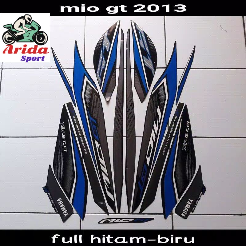 striping mio gt stiker yamaha mio gt 2013 full hitam biru lis body mio gt