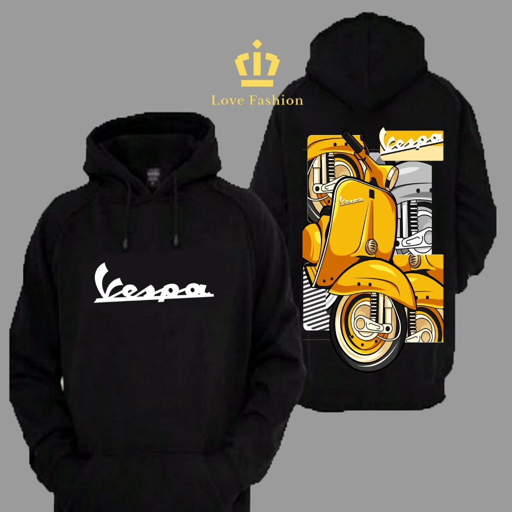 Sweater Hoodie Distro Motor Vespa Matic Classic Riders Kuning Premium Terbaru