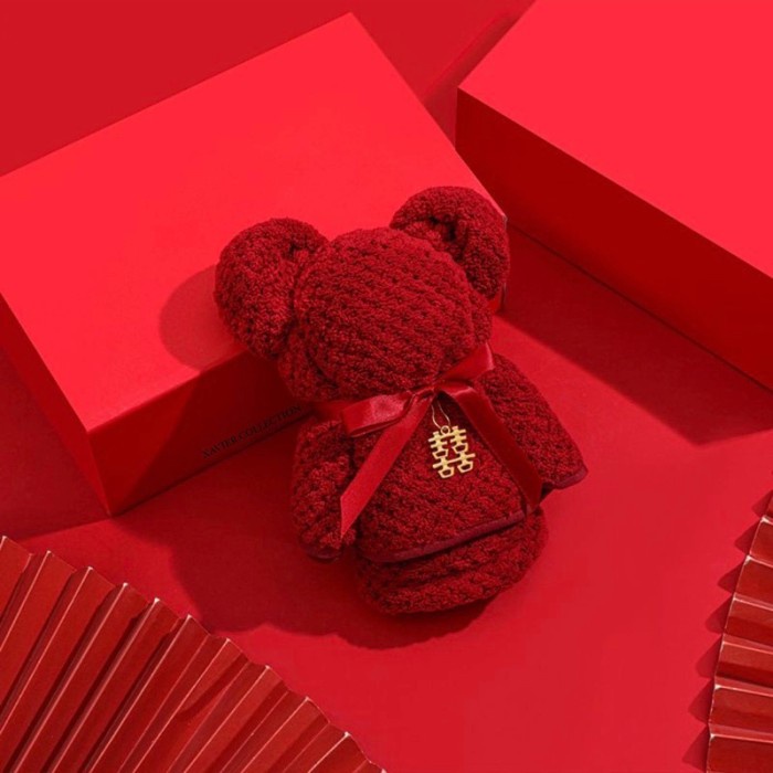 Handuk Merah Teapai / Sangjit Handuk Beruang shuang xi cantik