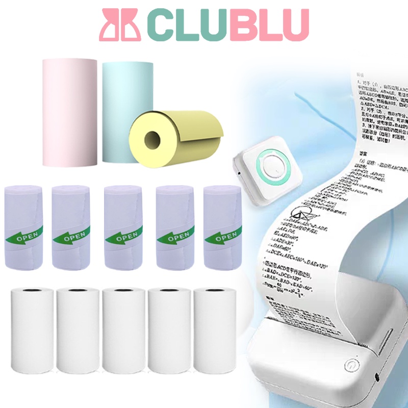 

<CLUBLU> Kertas Termal / Kertas Cetak Stiker 5 Rol / Kertas Cetak Foto Printer / Berwarna-warni / Putih 57MM*25MM Dapat Digunakan Untuk Printer, Kamera Anak-anak Continuous Paper