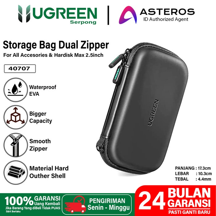 AB897 UGREEN Tas Hardisk HDD Eksternal Storage Bag Hard Pouch Kabel ETC - UGREEN 40707