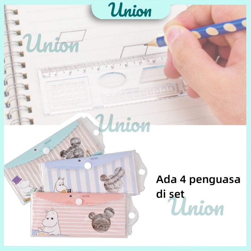 

UM Penggaris Set Isi 4Pcs / Penggaris Plastik 1 Set / Penggaris Mistar / Penggaris Mika / Penggaris Busur / Bermotif Lucu