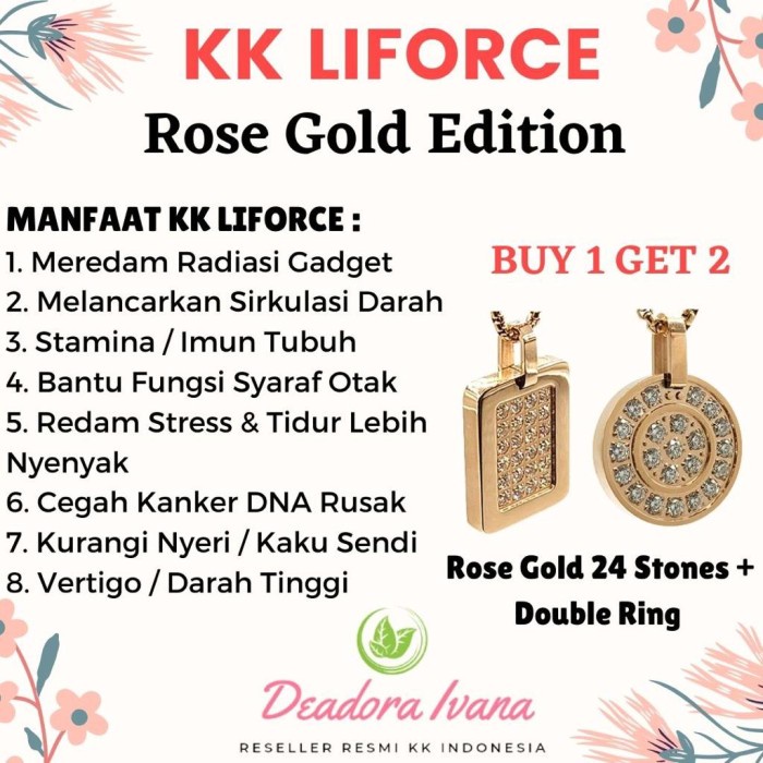 [ Deadora ] BUY 1 GET 2! Kalung KK LIFORCE Rose Gold Double Ring KK Indonesia