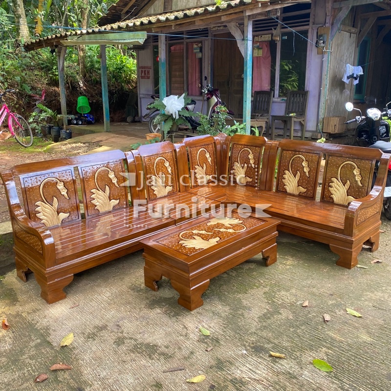 ( KURSI TAMU SUDUT JATI ) kursi tamu minimalis kayu jati