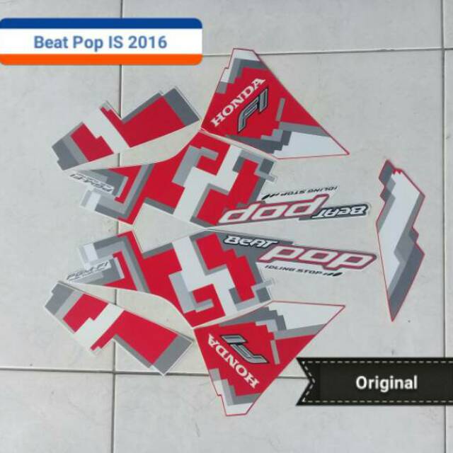Striping Motor Honda Beat Pop ISS 2016 Merah ORI