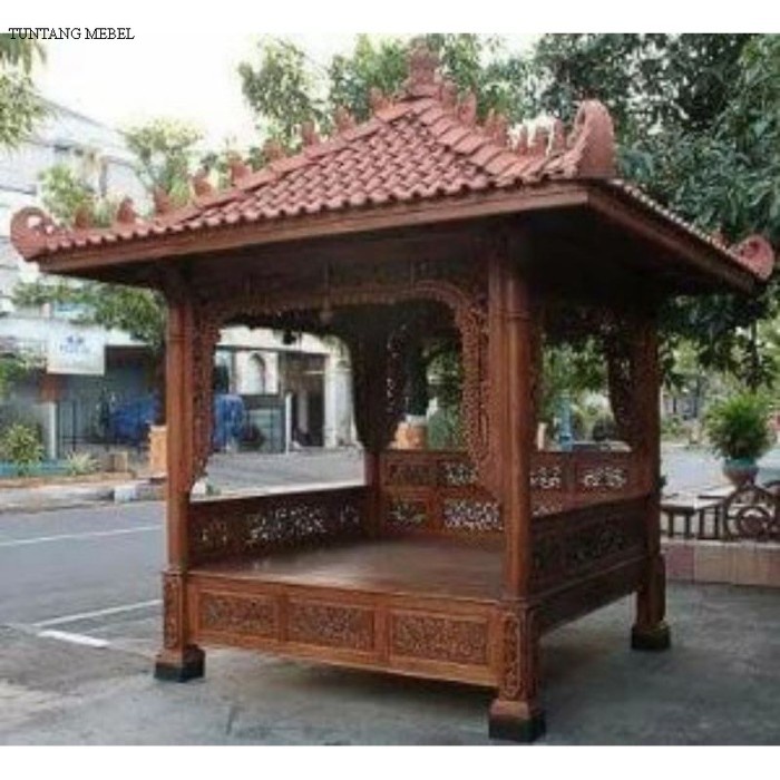 Termurah Gazebo Ukiran Kayu Jati 2x2 m Atap Genteng-gazebo jati jepara - harga dp