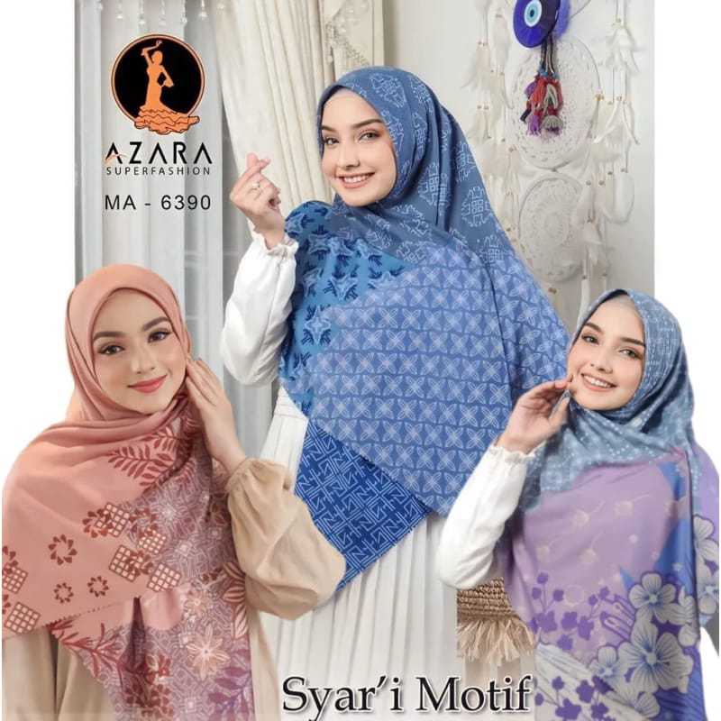 Jilbab Segi Empat Syar'i / Jilbab Segi Empat Oskara / Hijab Segi Empat Motif Azara