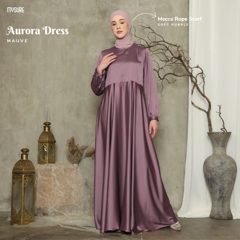 Mysure Aurora Gamis Dress Wanita Pesta Polos Mewah Bahan  Armani Silk Premium