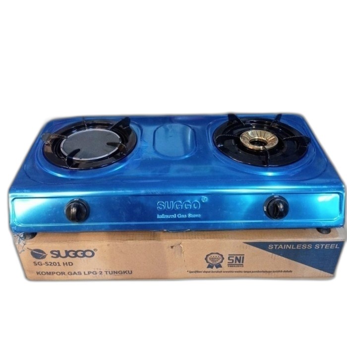 Kompor Gas 2 Tungku Mix Bara SUGGO SG-201 Stainless