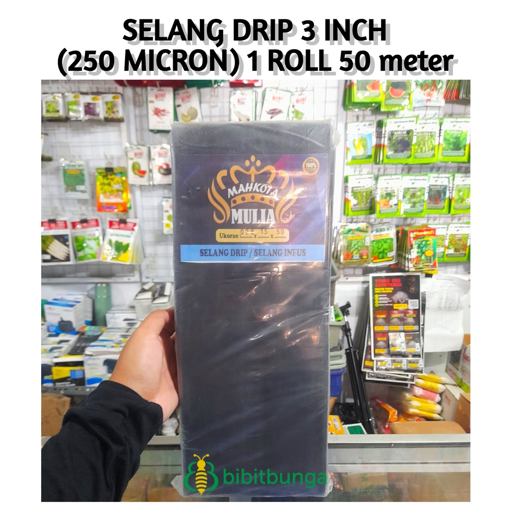 Selang Drip Tape Irigasi 3" inch inci 1 Roll 50 meter Tebal 250 mikron