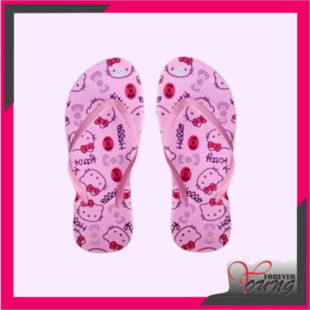 FOREVER YOUNG - D5082 Sandal Wanita / Sandal Jepit Motif Hello Kitty / Sandal Jepit Wanita / Sandal 