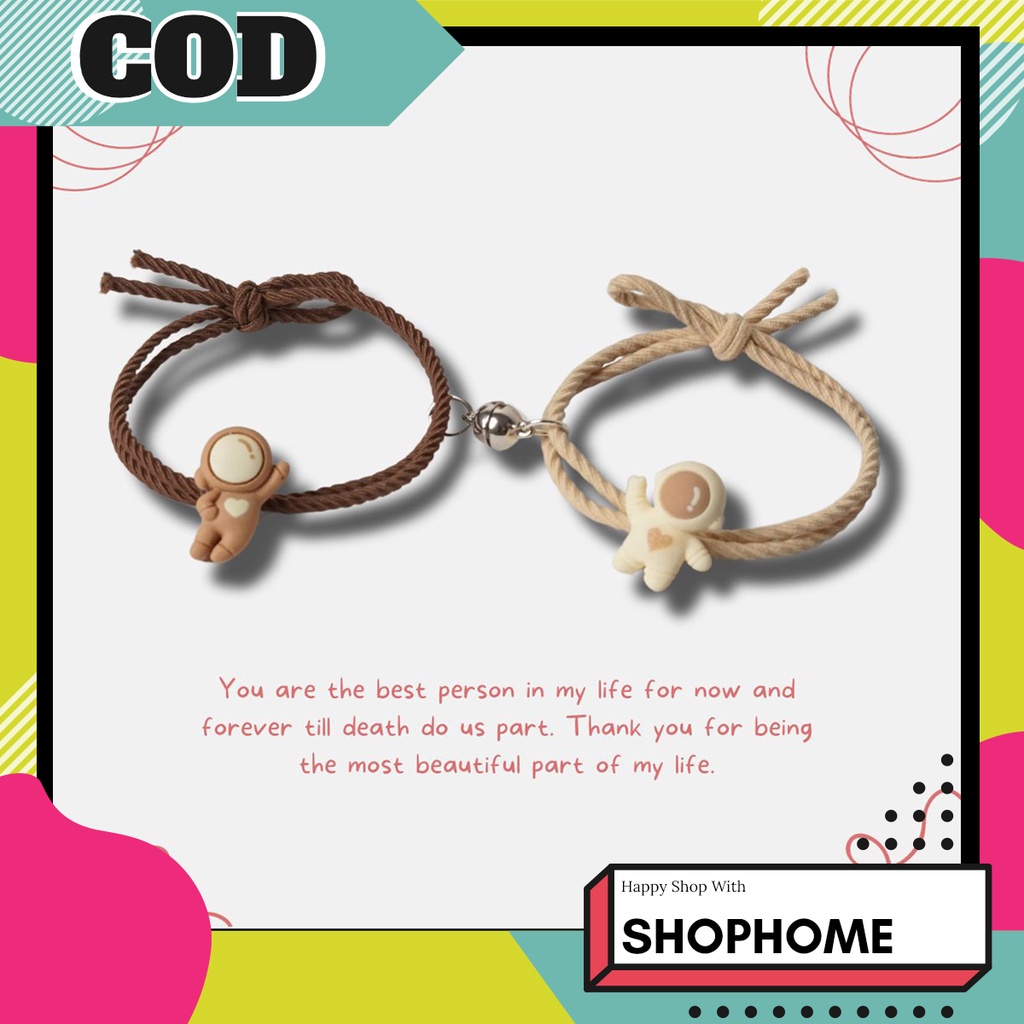 SHOPHOME - Gelang Magnet Couple 2 Pasang Sahabat Pacar Bestie Motif Astronot GLG05
