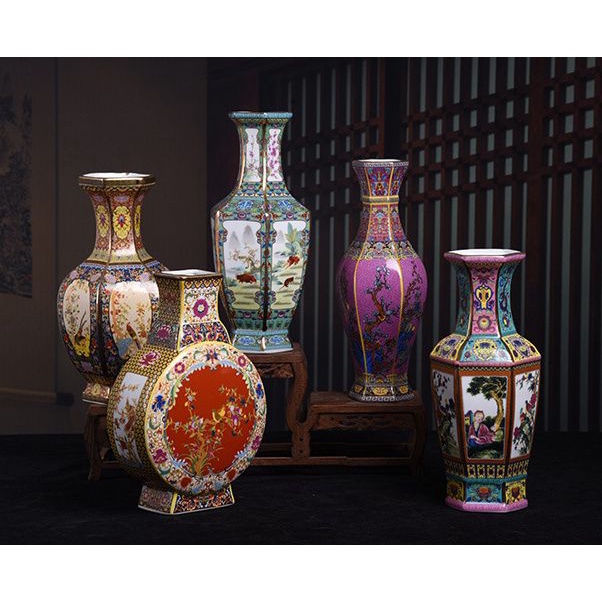 Vas Bunga Guci China Chinoiserie Dekorasi Imlek