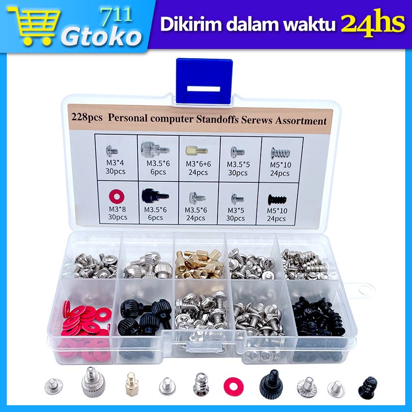Set Baut Fan Casing PC Komputer Thumb Screw Skrup 228 Pcs