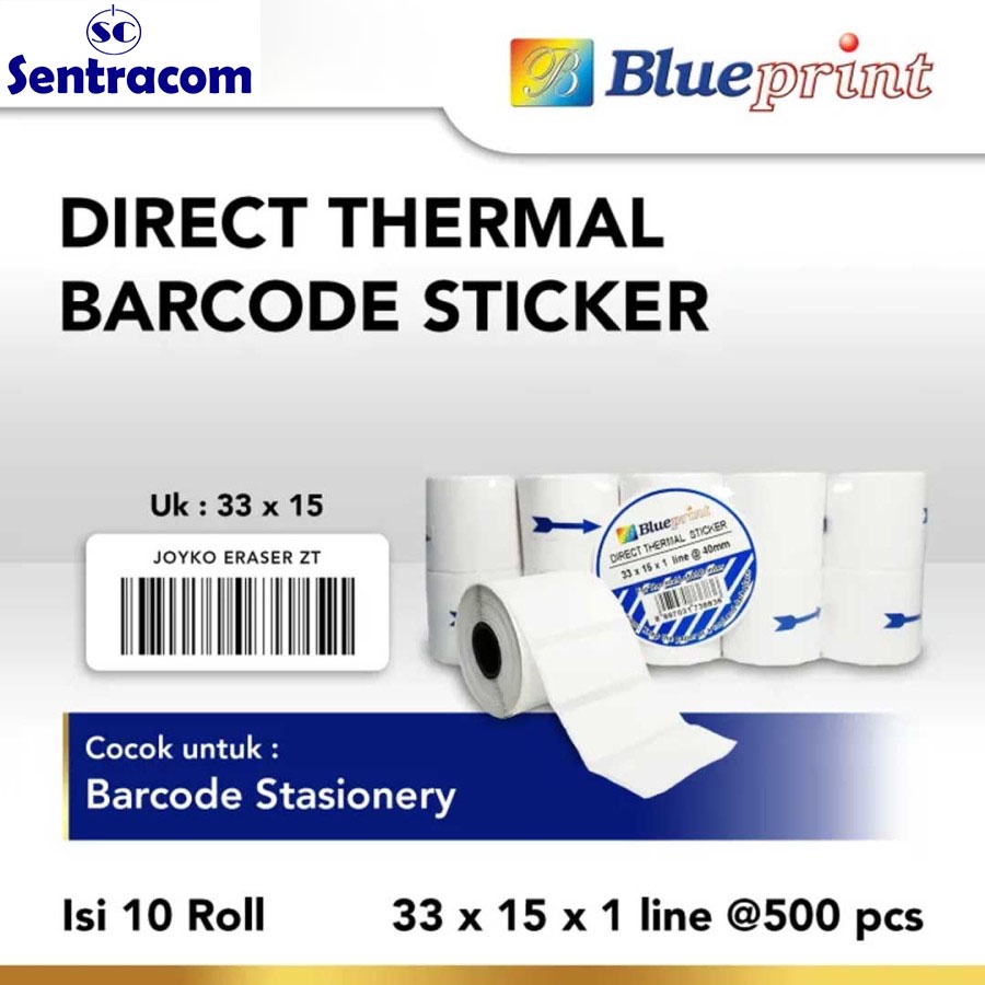 

Direct Thermal Stiker Label BLUEPRINT 33x15 x1 Line isi 495 - 10 Roll