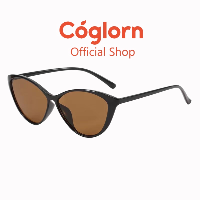 Coglorn Kacamata Hitam Cat Eye Anti Cahaya Biru Pria Wanita Bingkai Besar Kacamata Wajah Bulat Bingk
