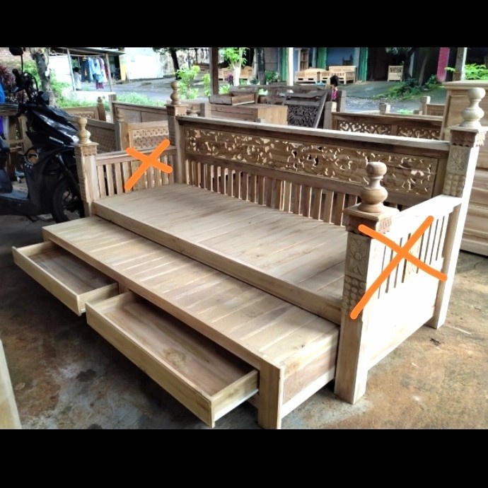 Termuraah Custom - Bale bale kursi tamu panjang susun/ tingkat jati mentahan