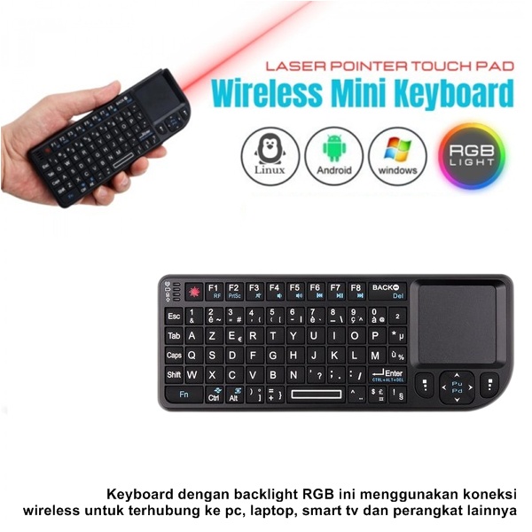 Mini Keyboard Wireless Touchpad Keyboard Mini Untuk Smart TV PC Laptop