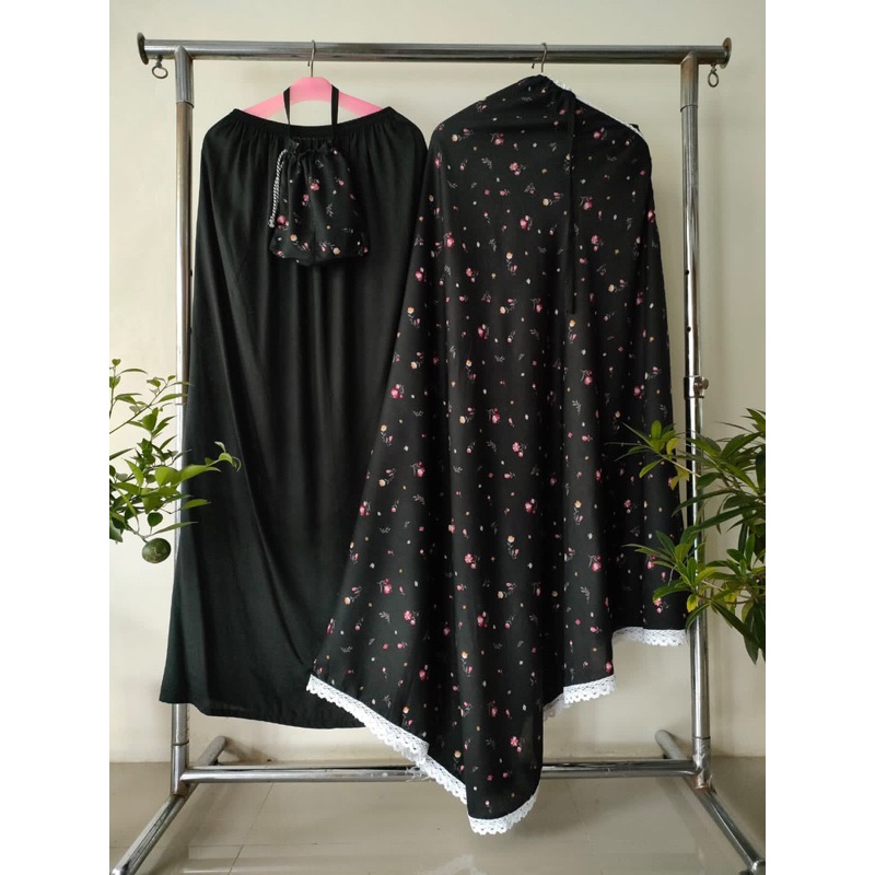 Mukena Rayon Motif Mawar Dewasa Jumbo Free Tas