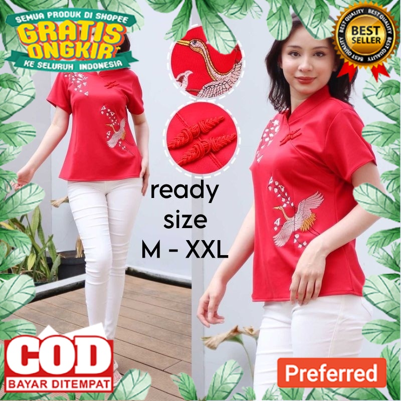 Blouse Imlek Blouse Cheongsam Blouse Chongsam Blouse Merah Imlek Blouse Sincia Atasan Imlek Merah Ba