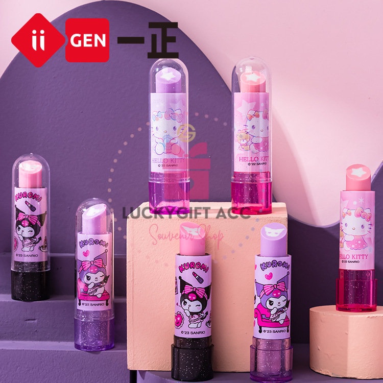 

(DELIN) Penghapus Lipstik Motif Sanrio license / Koje Lipstik Anak Sekolah / Eraser Lipstick Kuromi Hellokitty