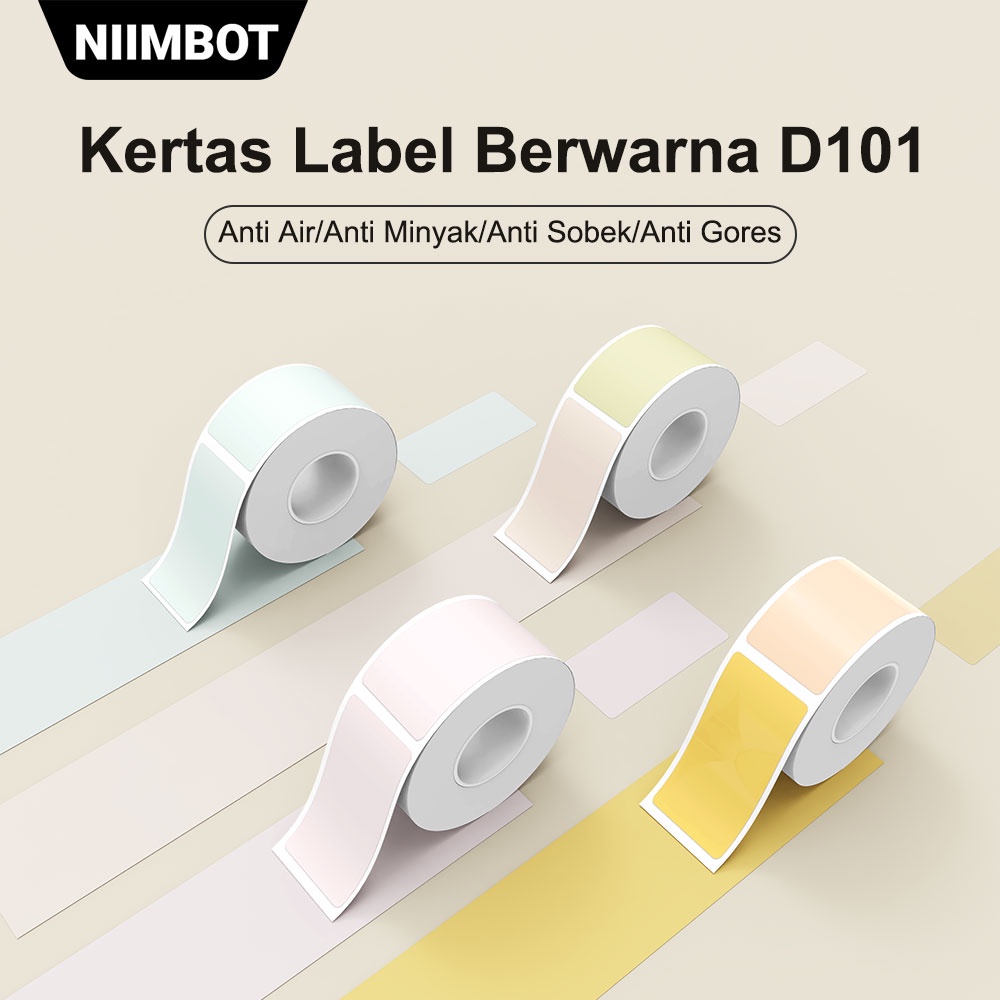 

NIIMBOT D101 Stiker Label Termal Warna Solid Warna-warni, Stiker Nama/Label Harga Tahan Air