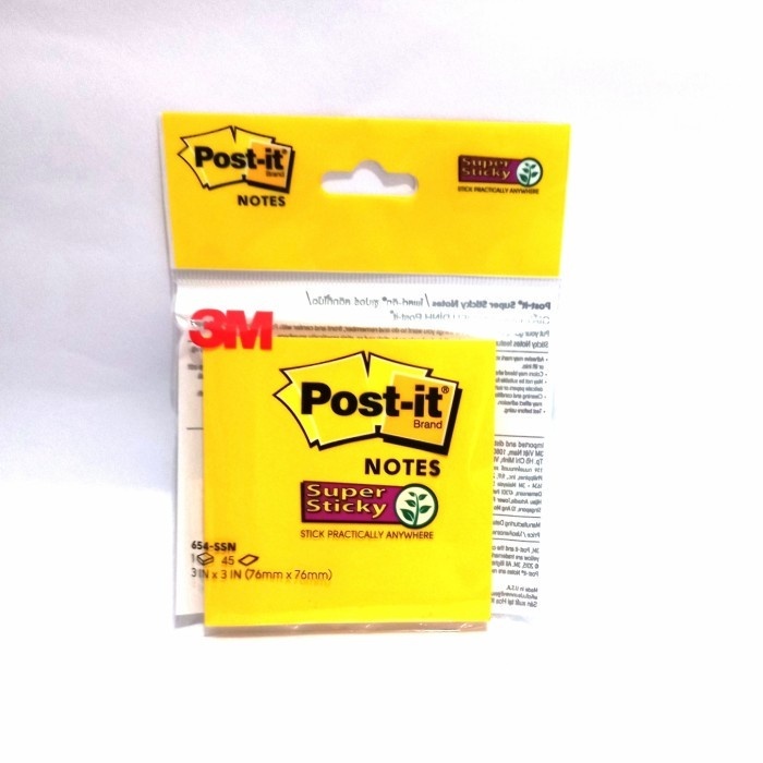 

3M Post-it Super Sticky Notes 654-SSN 3"x3" 45 Lembar - Yellow