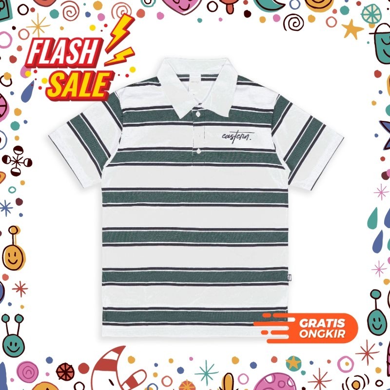 MEGASALE / Easternwood Rugby Shirt  Lengan pendek Polo Shirt Polo Lengan Pendek Stripe