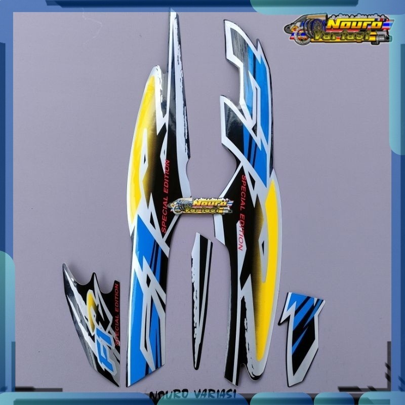 Stiker striping yamaha fizr fiz r f1 zr 1996 biru kuning stiker  standar bagus