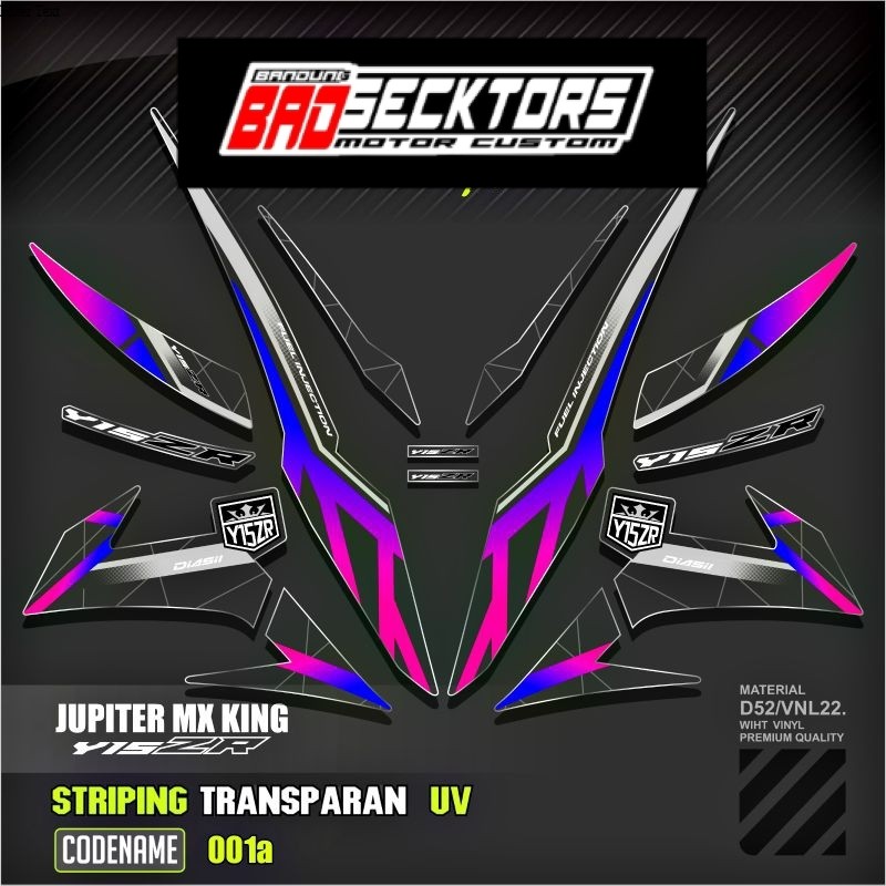 Decal Sticker Striping Variasi Transparan Uv Mx King 150 Yamaha Jupiter Mx King 150 Y15ZR Y16ZR SNIP