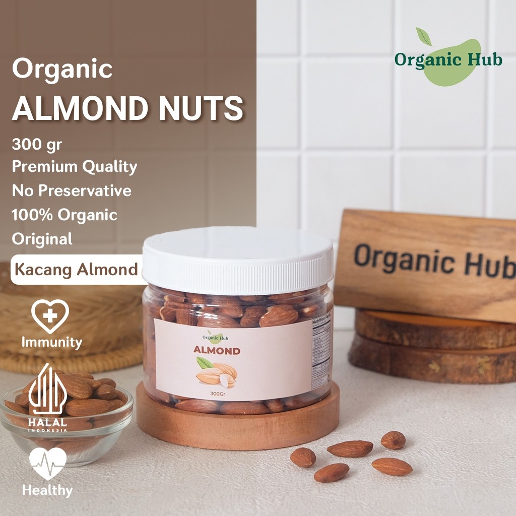 

Organic Hub Kacang Almond Utuh Premium Quality Roasted 300 gr