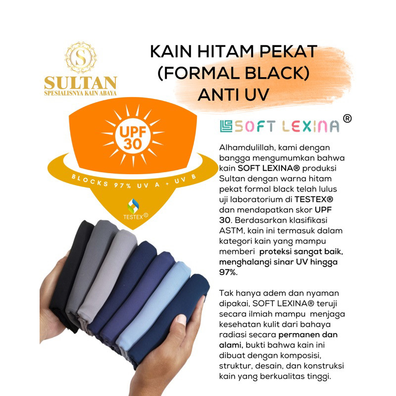 KAIN SULTAN SOFT LEXINA ANTI UV UPF30 POLOS WARNA LENGKAP BAHAN GAMIS ABAYA  (MEREK LAMA: SOFT LEXUS