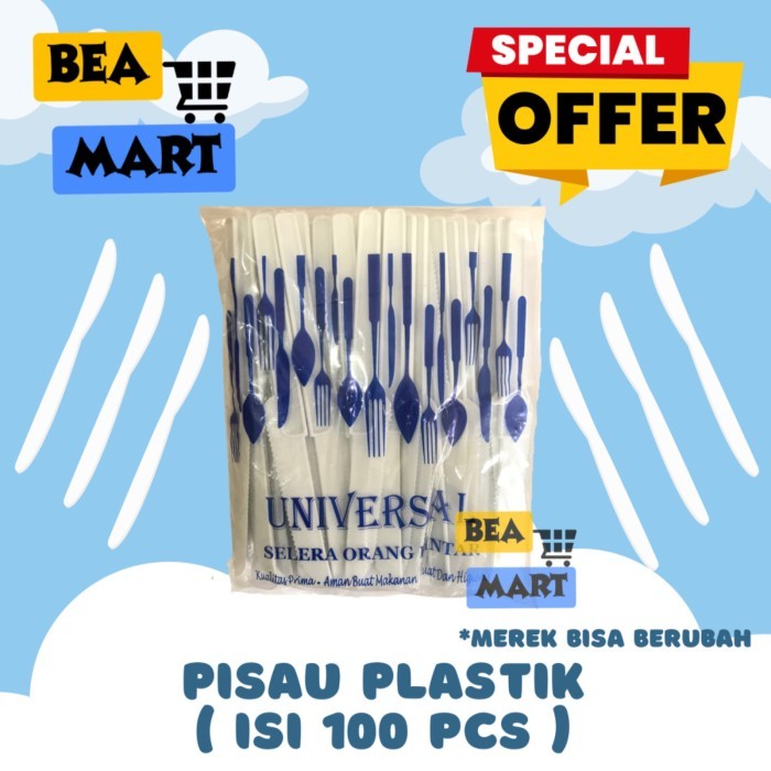 Pisau Plastik Kue Tart Brownies Roti Pizza Isi 100 Pcs | Piso Plastic Putih