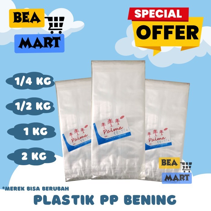 Kantong Plastik PP Bening Tebal 10x20 12x25 15x30 20x35 | Transparan 1/4kg 1/2kg 1kg 2kg | Berat 235