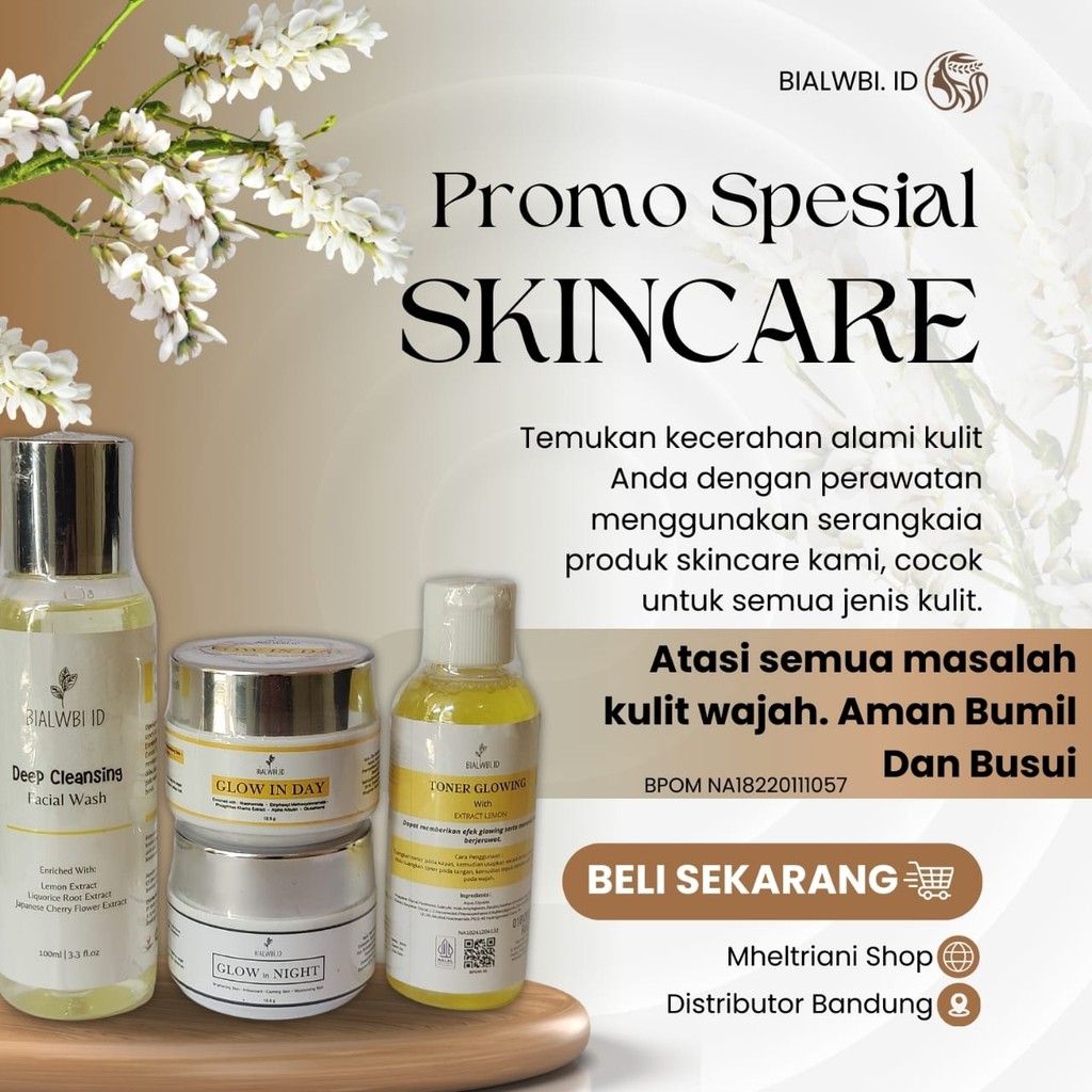 BIALWBI SKINCARE GLOWING WITH EXTRACT LEMON BPOM Atasi Semua Masalah Kulit Wajah Bruntusan | Flek Hi