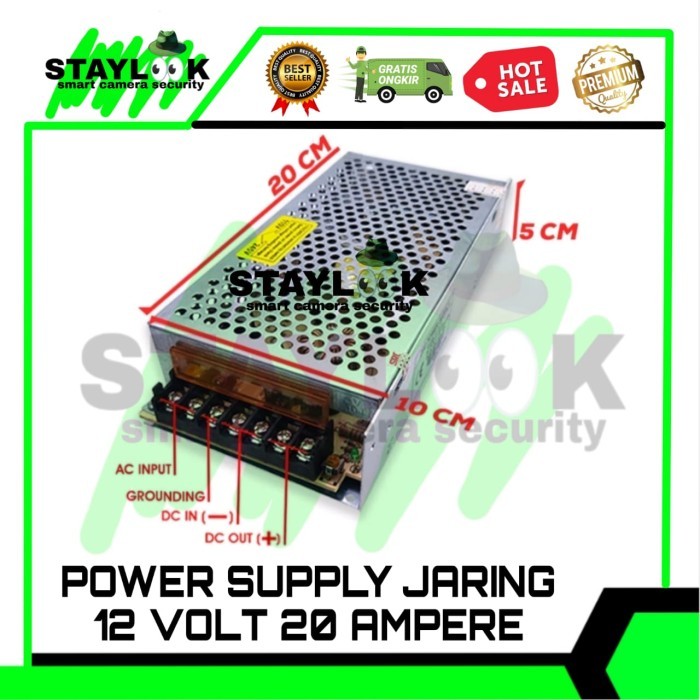 

Power supply camera cctv 20a jaring trafo kamera 20 ampere 12v 12 volt travo tain LED strip hias