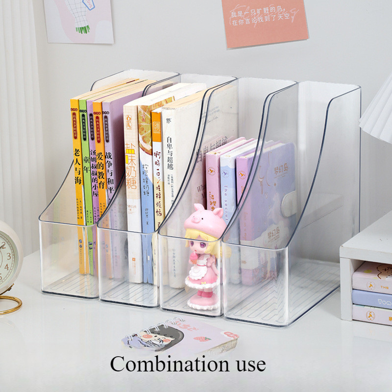 

A4 Acrylic Vertical Stationery Shelf Transparent PET Desktop File Storage Box Book Artifact Desktop Organizer
