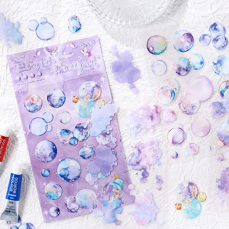 

4 pcs Kawaii Stationery Sticker Bubble Sticker for Scrapbooking Supplies Junk Journal Materials DIY Collage Decorative Stickers