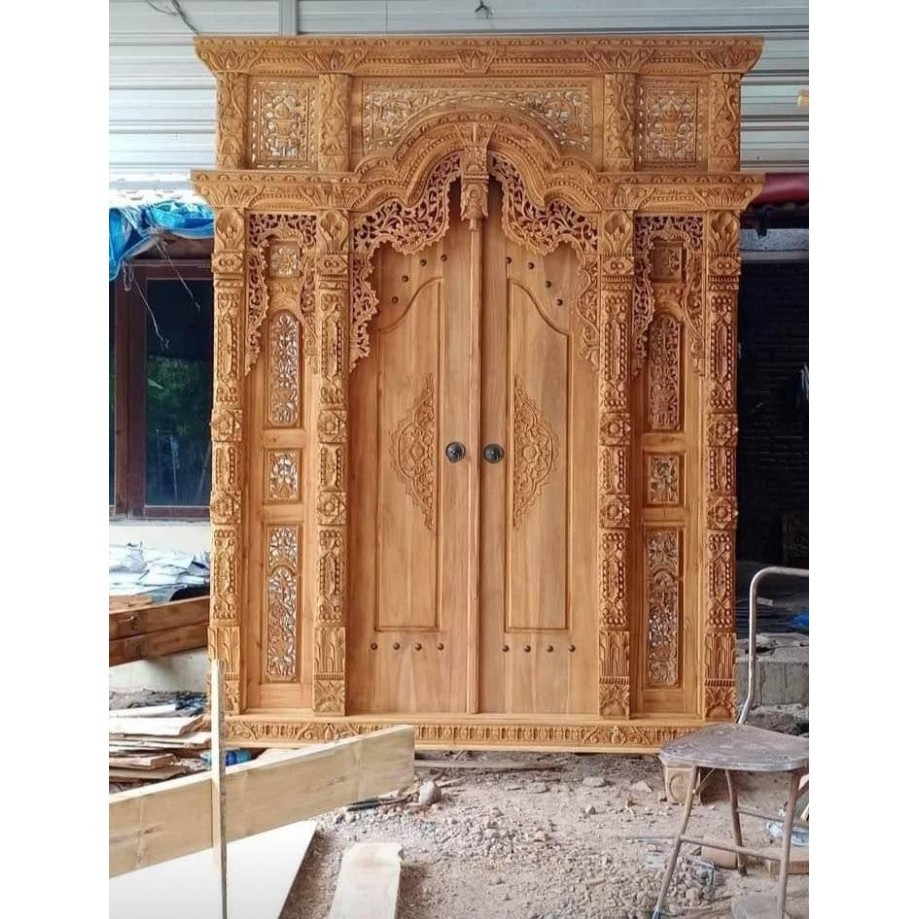 Pintu Gebyok Jati Ukir Gapura Rumah Jepara Ukuran 2M